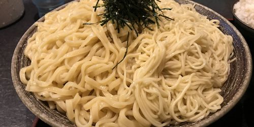 2019/11/23 秋田ラーメンはま で「カレーつけ麺と小ライス特盛」
